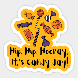Hip, Hip, Hooray, it's candy day! kids Halloween Sticker